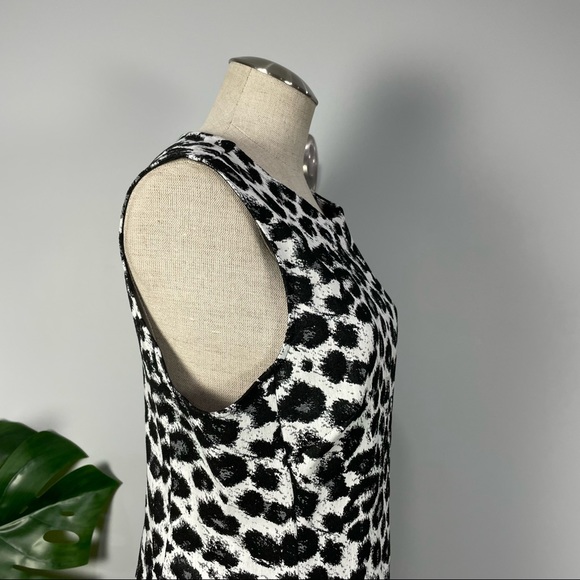 NATORI snow leopard print midi dress Sz 12 - Picture 10 of 15